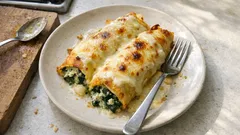 Herzhafte Crêpes aus dem Ofen: mit Spinat, Ricotta und cremiger Béchamel