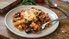 Makkaroni-Auflauf mit Aubergine und Käse: herzhaft, einfach und schön saftig