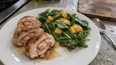 Gefüllte Poulardenbrust mit Garnelen und Mango-Salat – elegant und einfach