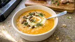 Cremige Kürbis-Kartoffel-Suppe mit Curry – schnell gemacht und schön sämig