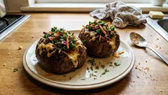 Überbackene Pellkartoffeln mit Käsehaube und Pusztasalat – so einfach geht’s