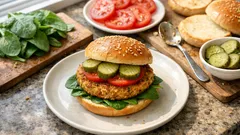 Veganer Burger mit Kichererbsenpatty – würzig, saftig und schnell gemacht