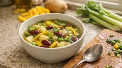 Diese klare Gemüsesuppe mit Bohnen ist einfach gemacht und angenehm sättigend