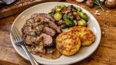 Frischlingskeule mit Steinpilzsauce: ein festlicher Wildbraten, der saftig gelingt