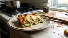 Spinat-Ricotta-Lasagne aus dem Ofen – cremig geschichtet mit würziger Tomatensoße