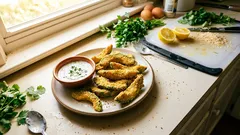 Knusprige Avocado-Fries aus dem Ofen – mit Joghurt-Kräuter-Dip