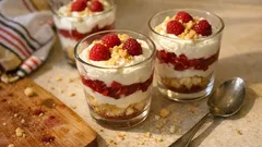 Himbeer-Trifle im Glas: ein einfaches Dessert, das herrlich frisch und cremig schmeckt