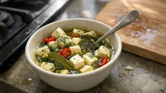 Eingelegter Feta in Olivenöl – eine einfache mediterrane Vorspeise zum Vorbereiten