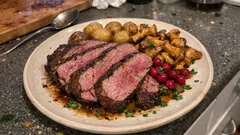 Hirschkeulenbraten mit Pfifferlingen – saftig aus dem Ofen, mit Kartoffeln im Bräter