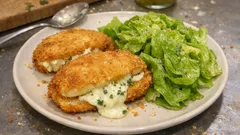 Vegetarisches Kohlrabi-Cordon-Bleu: knusprig paniert, cremig gefüllt