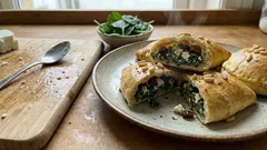 Goldbraune Teigtaschen mit Spinat und Feta – so bleibt die Füllung schön saftig