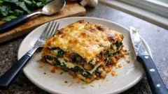 Vegetarische Lasagne mit Spinat: cremig, saftig und schön goldbraun aus dem Ofen