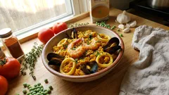Klassische Meeresfrüchte-Paella mit Safran – so gelingt sie entspannt im Ofen